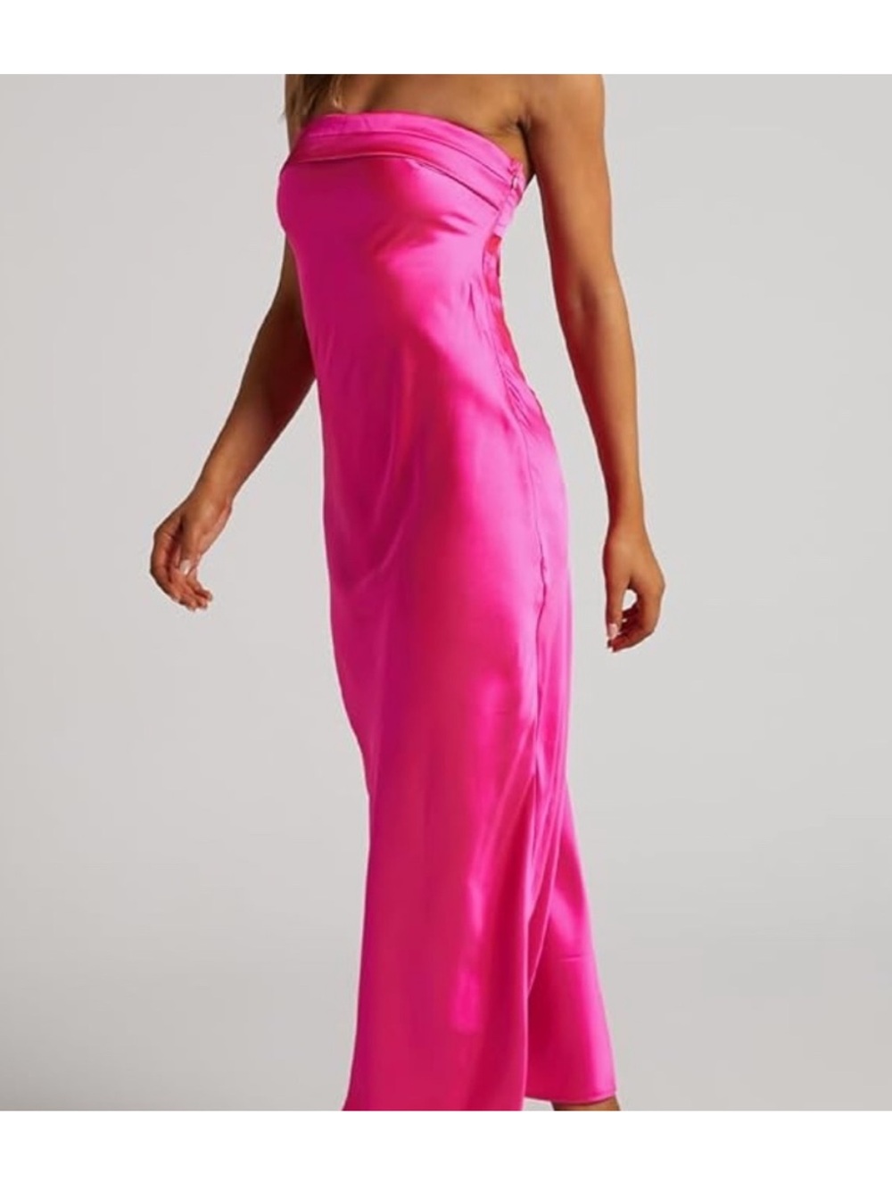 Backless Satin Midi Dress in Fuchsia